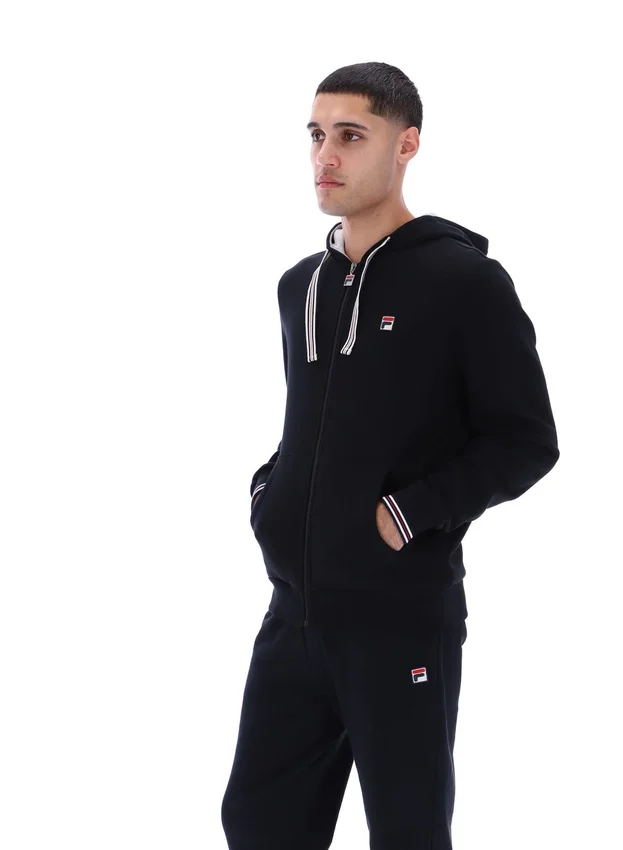 Schwarzer Tenconi-Kapuzenpullover mit Reißverschluss