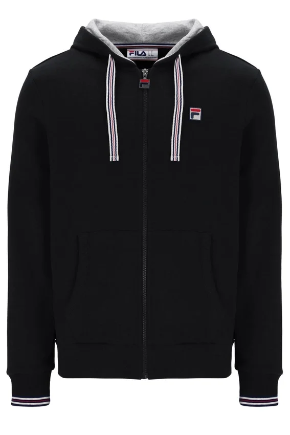 Schwarzer Tenconi-Kapuzenpullover mit Reißverschluss