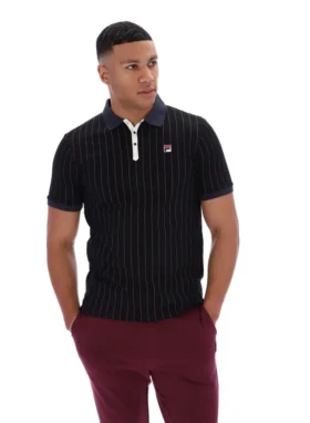 Schwarzes BB1 Classic Vintage gestreiftes Polohemd