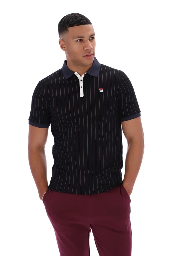 Schwarzes BB1 Classic Vintage gestreiftes Polohemd
