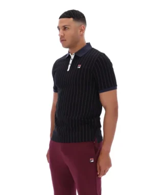 Schwarzes BB1 Classic Vintage gestreiftes Polohemd