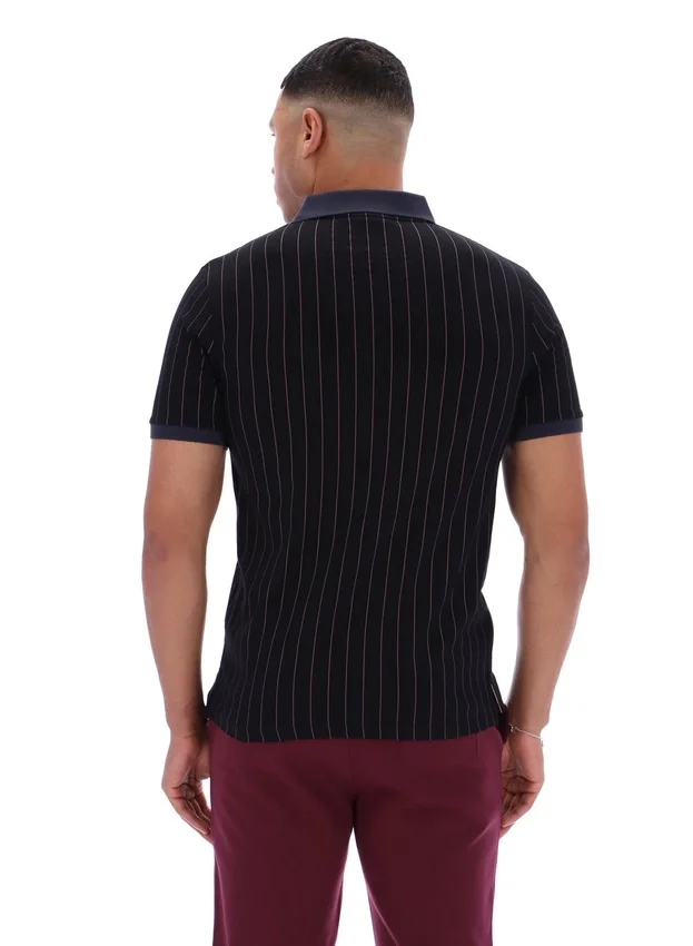 Schwarzes BB1 Classic Vintage gestreiftes Polohemd