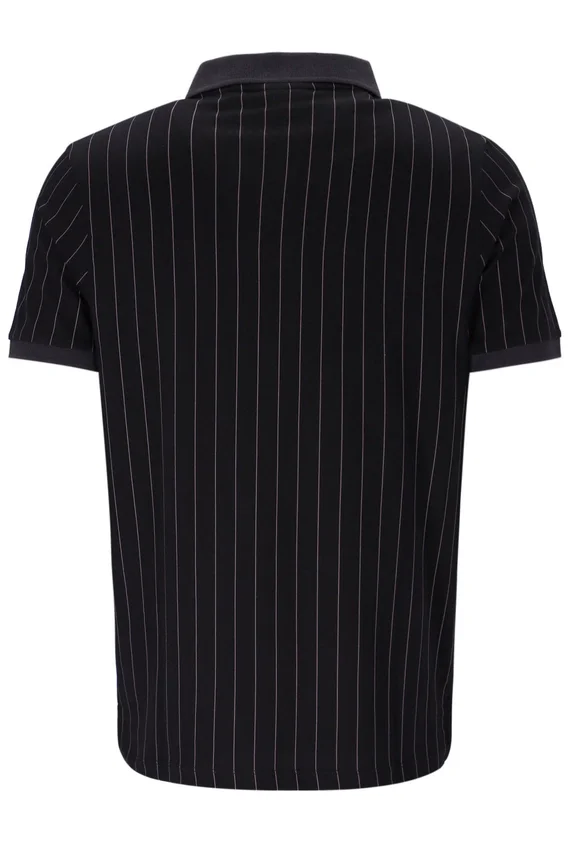 Schwarzes BB1 Classic Vintage gestreiftes Polohemd