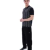 Schwarzes Castello-Polohemd aus Jacquard-Strick mit Reißverschluss