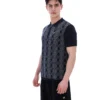 Schwarzes Castello-Polohemd aus Jacquard-Strick mit Reißverschluss