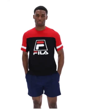 Schwarzes Damon Cut-and-Sew-T-Shirt