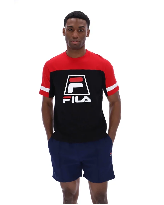 Schwarzes Damon Cut-and-Sew-T-Shirt
