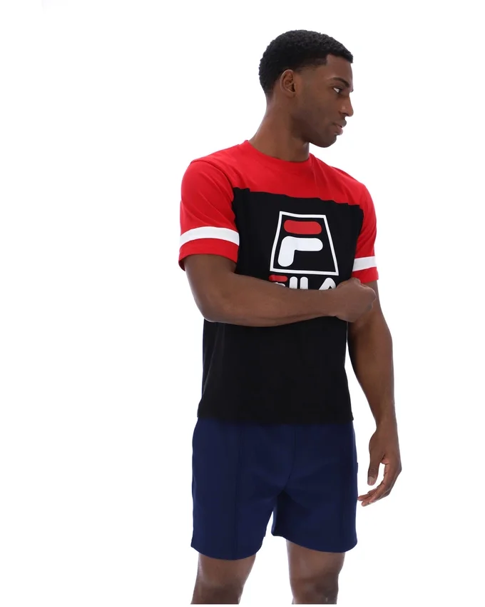 Schwarzes Damon Cut-and-Sew-T-Shirt
