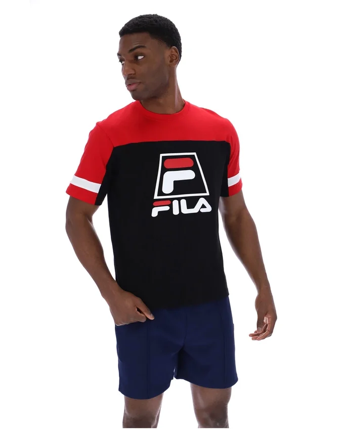 Schwarzes Damon Cut-and-Sew-T-Shirt