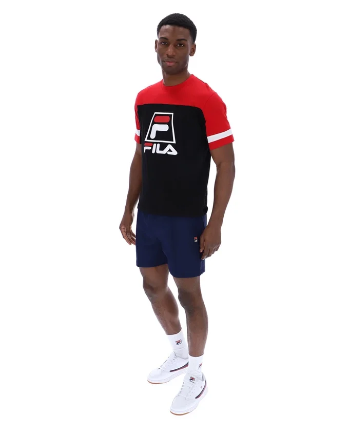 Schwarzes Damon Cut-and-Sew-T-Shirt