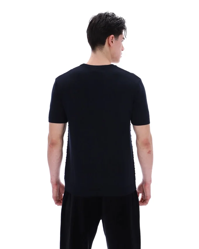 Schwarzes „Don“ T-Shirt aus strukturiertem Strick