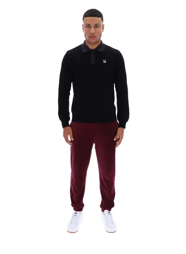 Schwarzes gestreiftes Strick-Polohemd „Kobe“