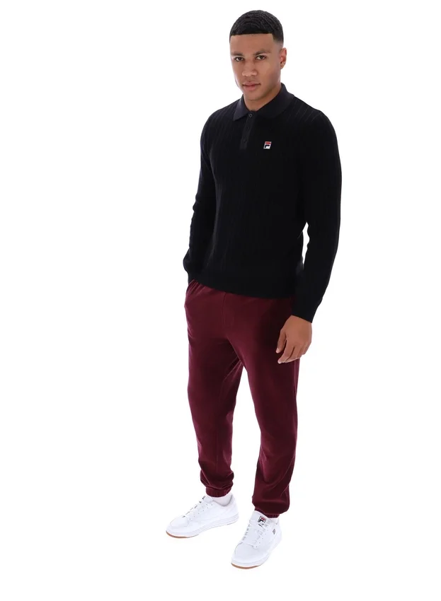 Schwarzes gestreiftes Strick-Polohemd „Kobe“