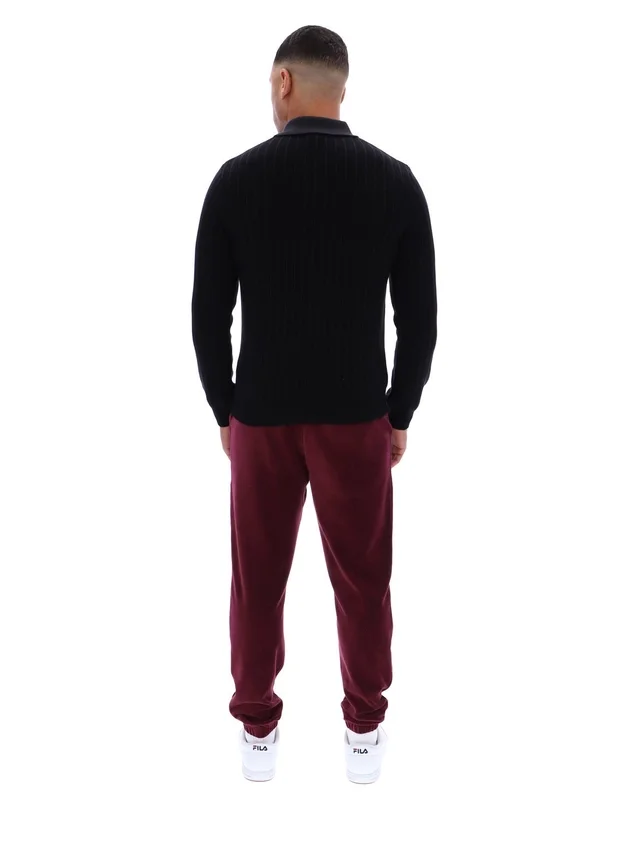 Schwarzes gestreiftes Strick-Polohemd „Kobe“