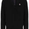 Schwarzes gestreiftes Strick-Polohemd „Kobe“