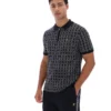 Schwarzes Jackson Jacquard-Strick-Polohemd mit Reißverschluss