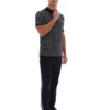 Schwarzes Jackson Jacquard-Strick-Polohemd mit Reißverschluss