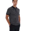 Schwarzes Jackson Jacquard-Strick-Polohemd mit Reißverschluss