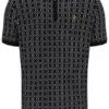 Schwarzes Jackson Jacquard-Strick-Polohemd mit Reißverschluss