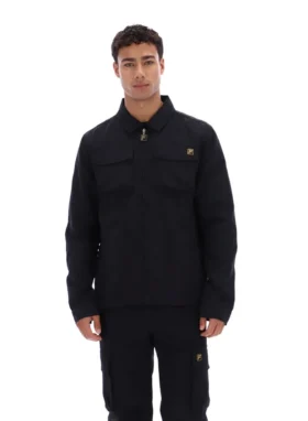 Schwarzes Kasa-Overshirt mit durchgehendem Reißverschluss