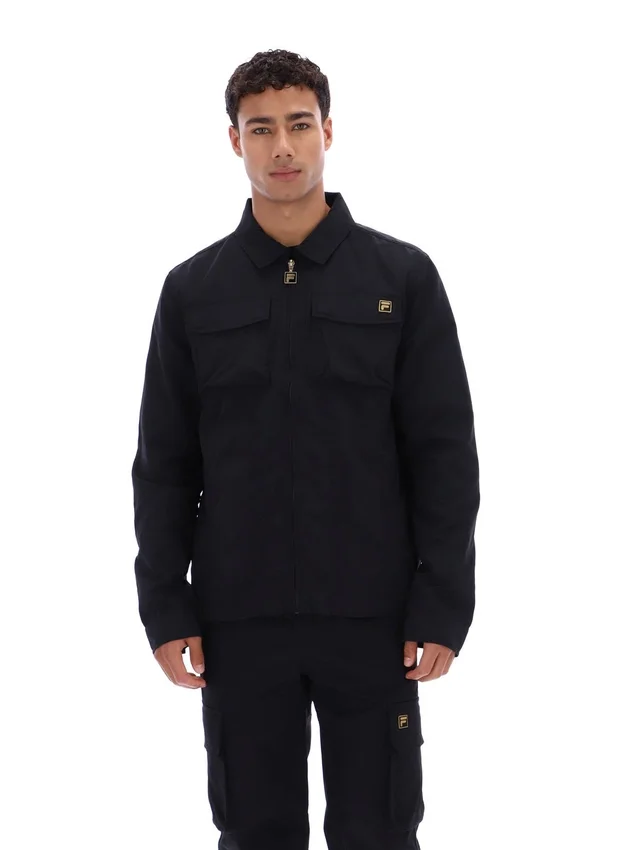 Schwarzes Kasa-Overshirt mit durchgehendem Reißverschluss