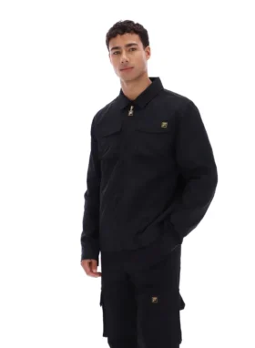 Schwarzes Kasa-Overshirt mit durchgehendem Reißverschluss