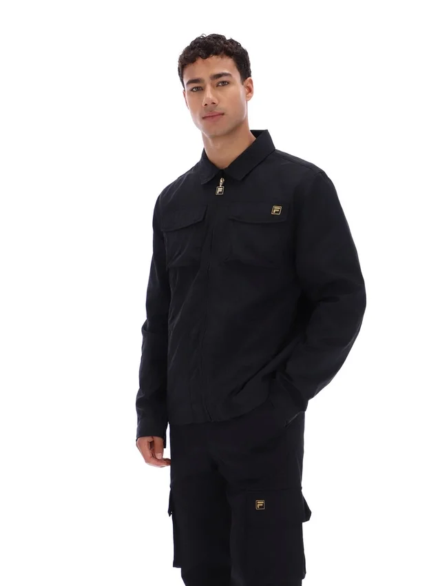 Schwarzes Kasa-Overshirt mit durchgehendem Reißverschluss