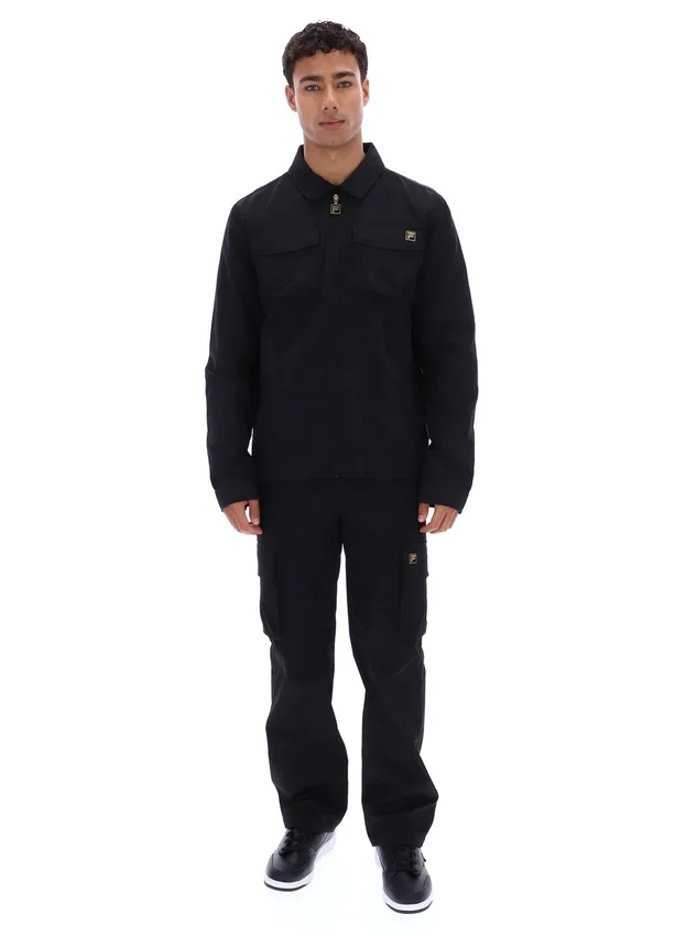 Schwarzes Kasa-Overshirt mit durchgehendem Reißverschluss
