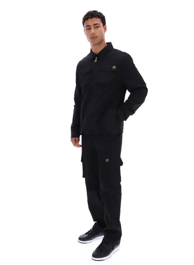 Schwarzes Kasa-Overshirt mit durchgehendem Reißverschluss