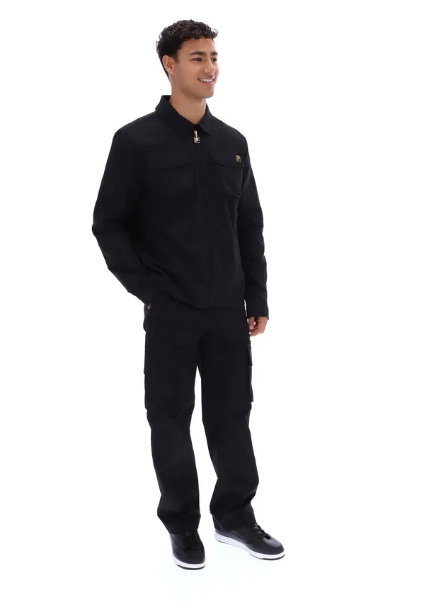 Schwarzes Kasa-Overshirt mit durchgehendem Reißverschluss