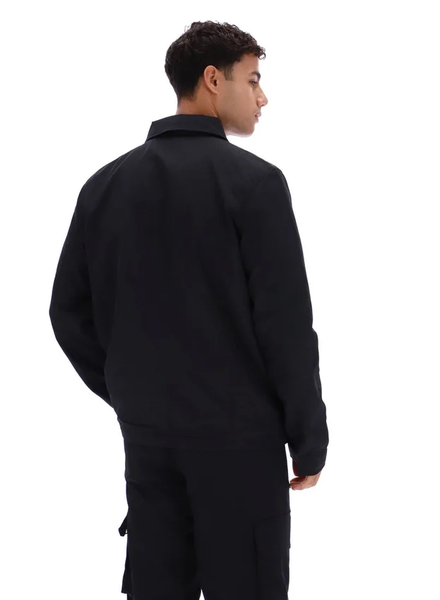 Schwarzes Kasa-Overshirt mit durchgehendem Reißverschluss