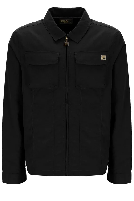 Schwarzes Kasa-Overshirt mit durchgehendem Reißverschluss