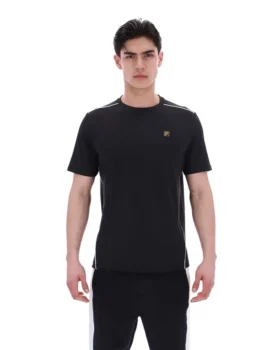Schwarzes Lawrenze Fitness-inspiriertes T-Shirt