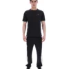 Schwarzes Lawrenze Fitness-inspiriertes T-Shirt