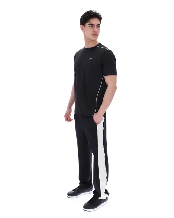 Schwarzes Lawrenze Fitness-inspiriertes T-Shirt