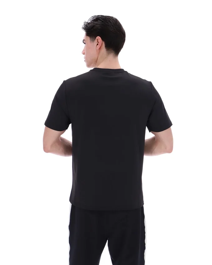Schwarzes Lawrenze Fitness-inspiriertes T-Shirt