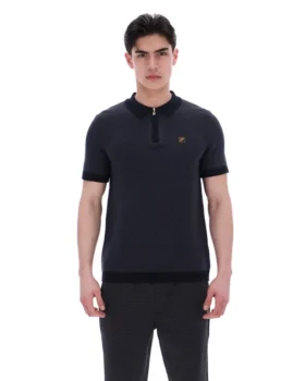 Schwarzes Marty Zip Polo