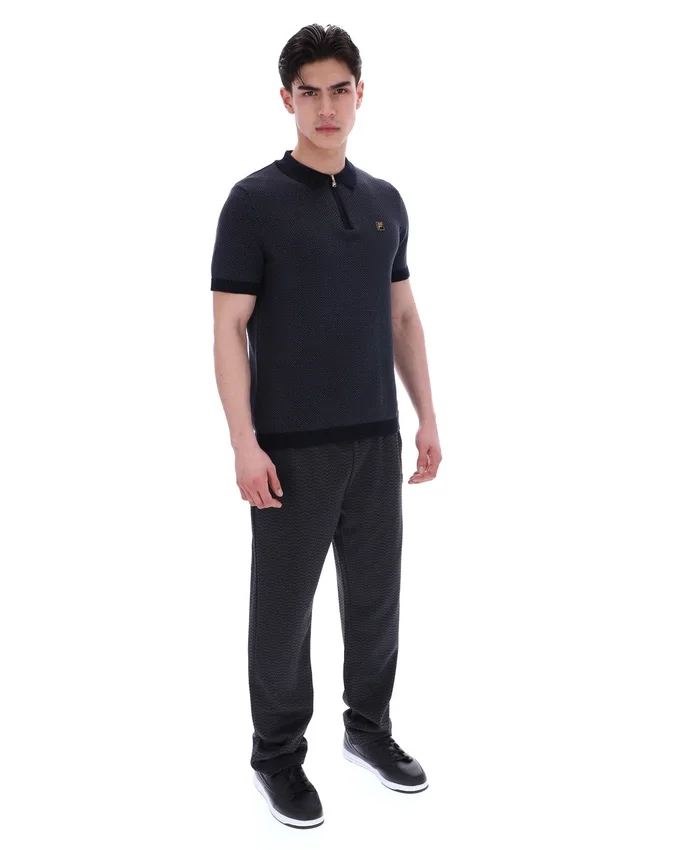 Schwarzes Marty Zip Polo
