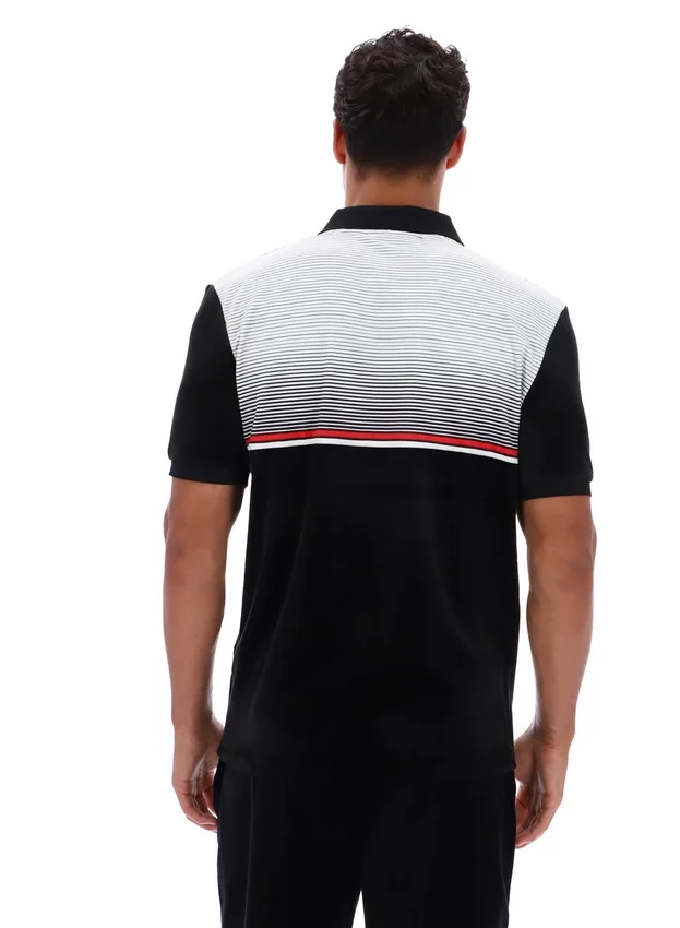 Schwarzes Paco-Velours-Polohemd mit Reißverschluss