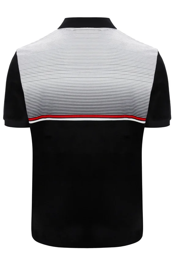 Schwarzes Paco-Velours-Polohemd mit Reißverschluss
