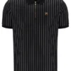 Schwarzes Patton-Polohemd mit Jacquard-Streifen