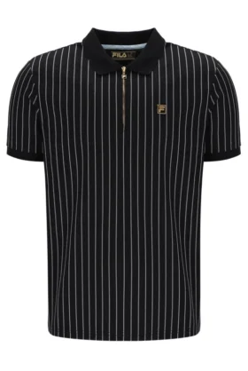 Schwarzes Patton-Polohemd mit Jacquard-Streifen