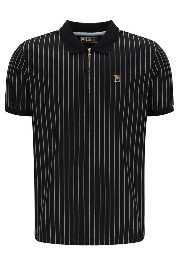 Schwarzes Patton-Polohemd mit Jacquard-Streifen
