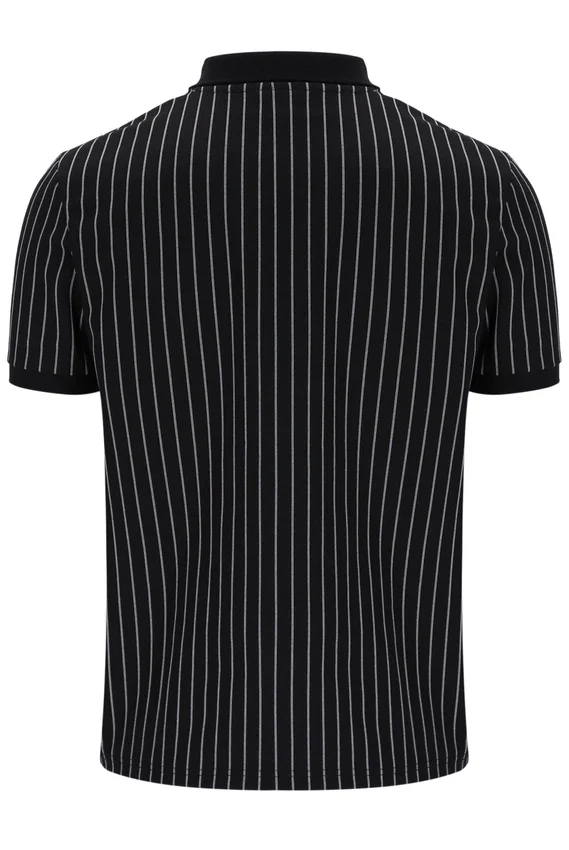 Schwarzes Patton-Polohemd mit Jacquard-Streifen