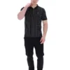 Schwarzes Patton-Polohemd mit Jacquard-Streifen