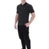 Schwarzes Patton-Polohemd mit Jacquard-Streifen