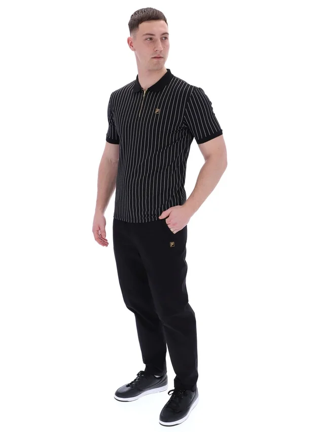 Schwarzes Patton-Polohemd mit Jacquard-Streifen
