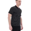 Schwarzes Patton-Polohemd mit Jacquard-Streifen