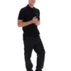 Schwarzes Sander-Polohemd aus strukturiertem Strick