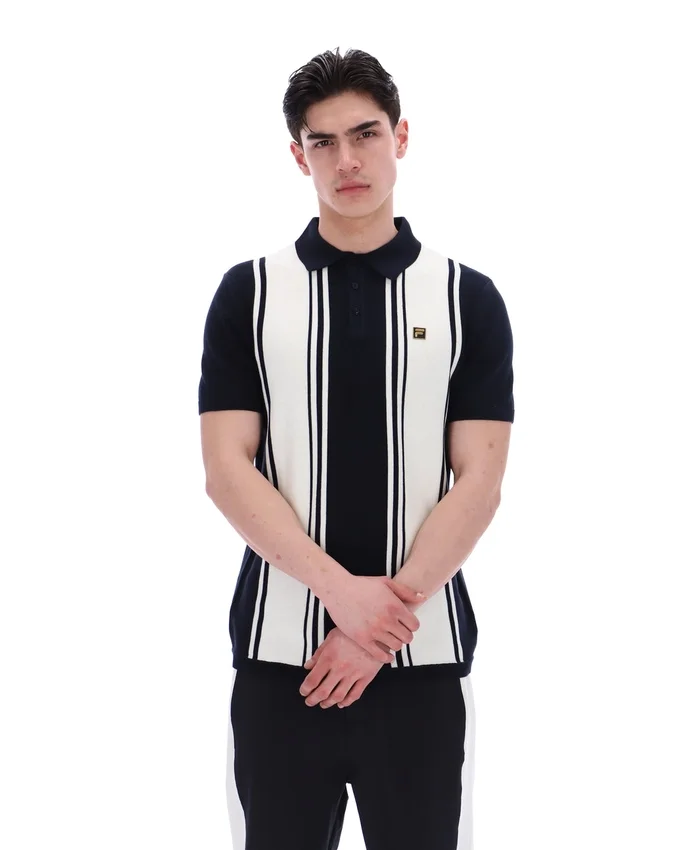 Schwarzes Strick-Polo im Buddy-Bowling-Stil